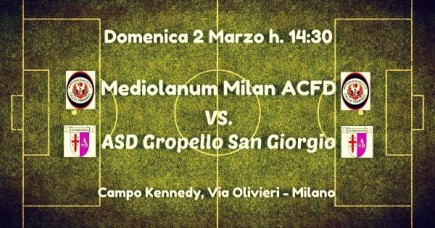 Femminile Serie D: Gropello sfida il  Mediolanum Milan