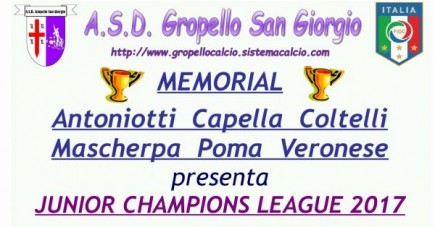 Junior Champions League 2017: programma PRIMI CALCI 2008